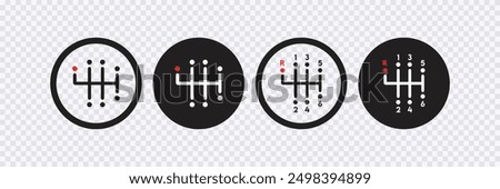 Car gearbox vector icon Collection, Transmission car icon set, Car gear symbol, Transmission manual in transparent backround