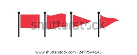 Flags vector icon set, Different shapes of flags isolated on white background