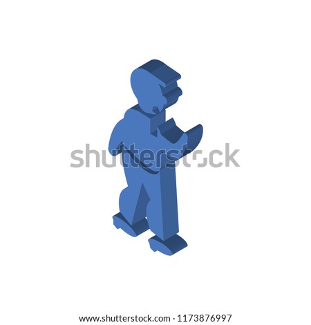 Man Punching isometric left top view 3D icon