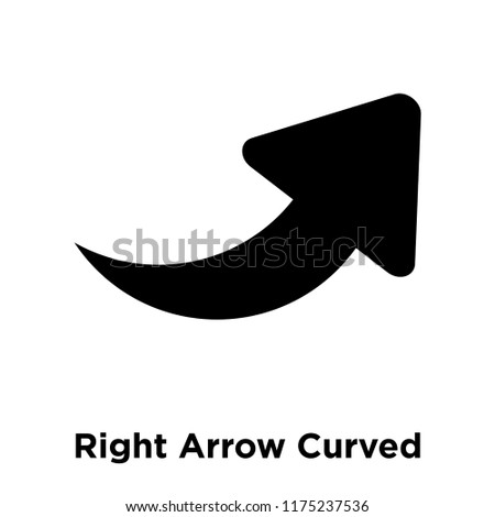 Right Arrow Curved icon vector isolated on white background, logo concept of Right Arrow Curved sign on transparent background, filled black symbol