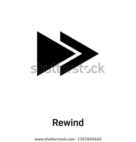Rewind icon vector isolated on white background, logo concept of Rewind sign on transparent background, filled black symbol