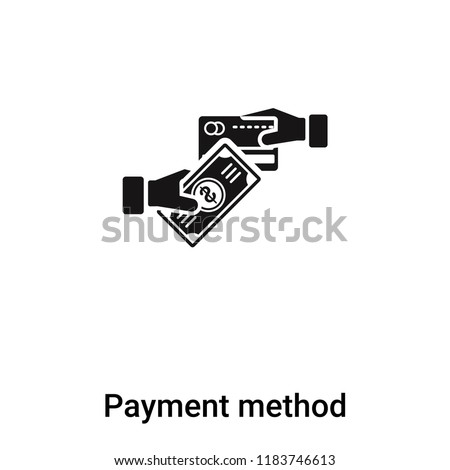 Payment method icon vector isolated on white background, logo concept of Payment method sign on transparent background, filled black symbol