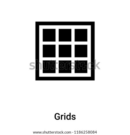 Grids icon vector isolated on white background, logo concept of Grids sign on transparent background, filled black symbol