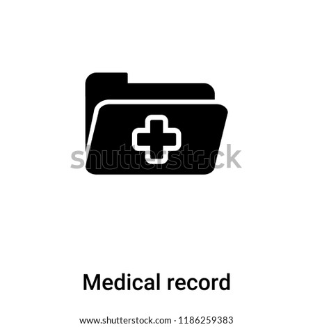 Medical record icon vector isolated on white background, logo concept of Medical record sign on transparent background, filled black symbol