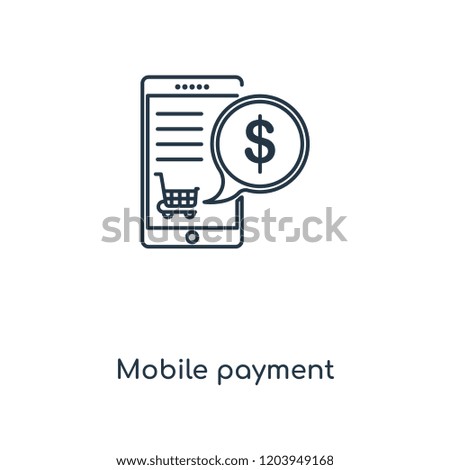 Mobile payment concept line icon. Linear Mobile payment concept outline symbol design. This simple element illustration can be used for web and mobile UI/UX.