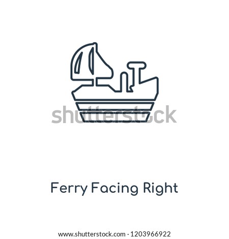Ferry Facing Right concept line icon. Linear Ferry Facing Right concept outline symbol design. This simple element illustration can be used for web and mobile UI/UX.