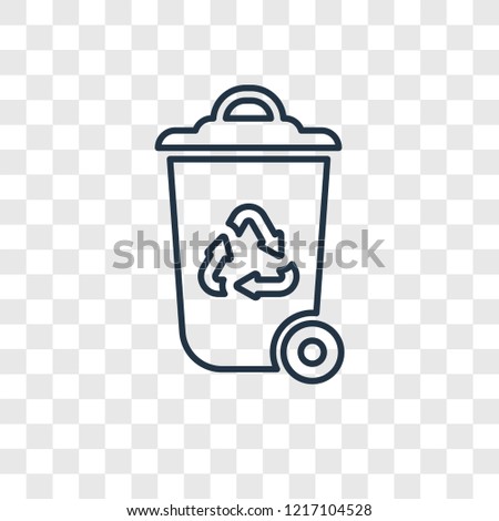 Recycle bin concept vector linear icon isolated on transparent background, Recycle bin concept transparency concept in outline style