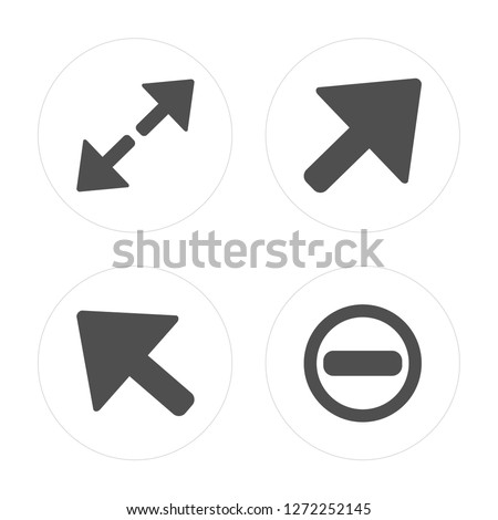 4 Diagonal arrow, Minimize modern icons on round shapes, vector illustration, eps10, trendy icon set.