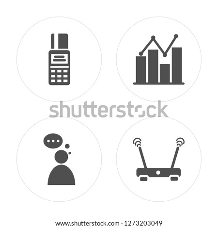 4 Payment method, Thinking, Analytics, Wireless modern icons on round shapes, vector illustration, eps10, trendy icon set.