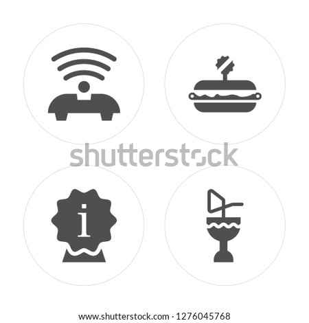 4 Wifi, Information, Fast food, Cocktail modern icons on round shapes, vector illustration, eps10, trendy icon set.