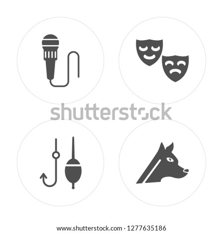 4 TV Correspondent, Fisher, Actor, Dog Breeder modern icons on round shapes, vector illustration, eps10, trendy icon set.