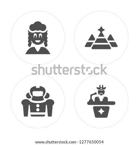 4 Indian, American football, Pyramid, Conference modern icons on round shapes, vector illustration, eps10, trendy icon set.