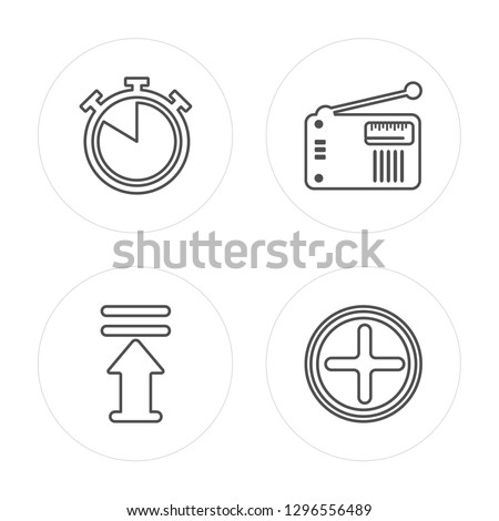 4 line Time Almost Full, Upload Arrow with Bar modern icons on round shapes, Time Almost Full, Upload Arrow with Bar, vector illustration, trendy linear icon set.