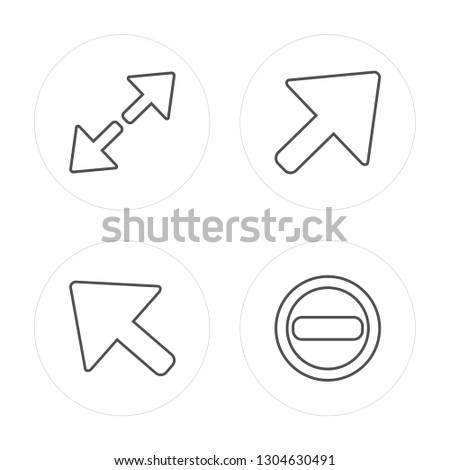 4 line Diagonal arrow, Minimize modern icons on round shapes, Diagonal arrow, Minimize vector illustration, trendy linear icon set.