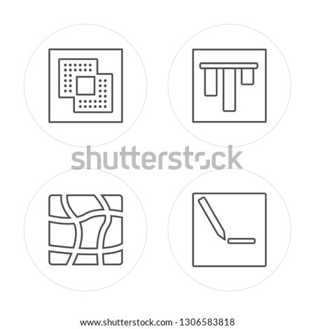 4 line Exclude, Distort, Vertical alignment, Edit modern icons on round shapes, Exclude, Distort, Vertical alignment, Edit vector illustration, trendy linear icon set.