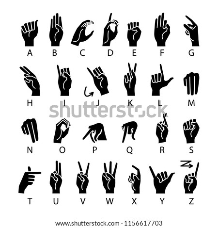 vector language of deaf-mutes hand. American Sign Language ASL Alphabet art