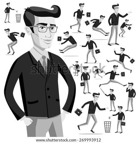 Stem the tide. Breast the current. Own way in business concept flat  web isometric infographic vector. Red businessman walk against crowd of grey usual men. Creative people collection.