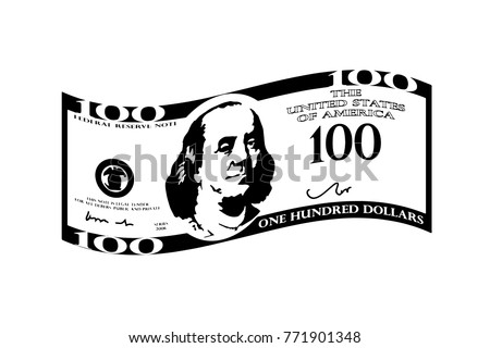One dollar banknote in a wave perspective. Vector Illustration