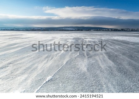 Similar – Image, Stock Photo frozen lake with water level indicator