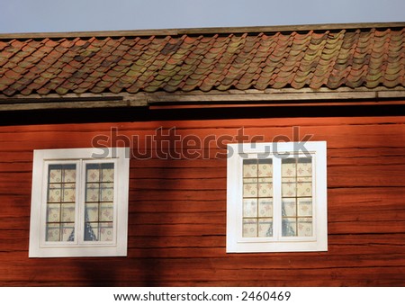 Stockholm, Skansen park - period house windows