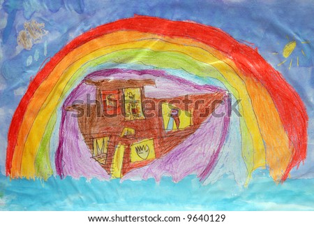 child drawing of Noah\'s ark