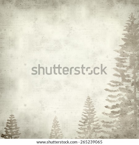textured old paper background with aracaria tree silhouettes