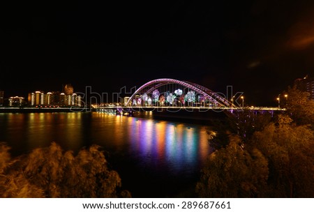 rose bridge at city night
