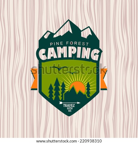 Camping logo, label and badge. Travel emblem