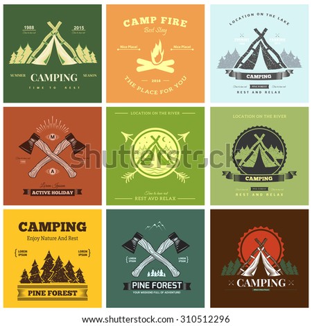 Retro vector vintage camp label and logo graphics. Camping outdoor, adventure and explorer.