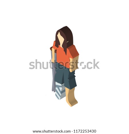 disabled woman isometric left top view 3D icon