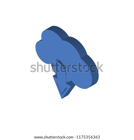 Up Arrow and Cloud isometric left top view 3D icon