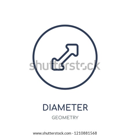 Diameter icon. Diameter linear symbol design from Geometry collection. Simple outline element vector illustration on white background.