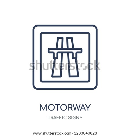 Motorway sign icon. Motorway sign linear symbol design from Traffic signs collection. Simple outline element vector illustration on white background