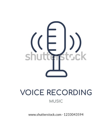 Voice recording icon. Voice recording linear symbol design from music collection. Simple outline element vector illustration on white background