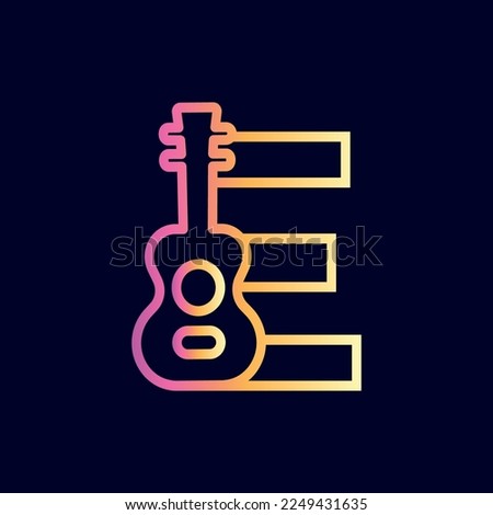 guitar music logo design brand letter E