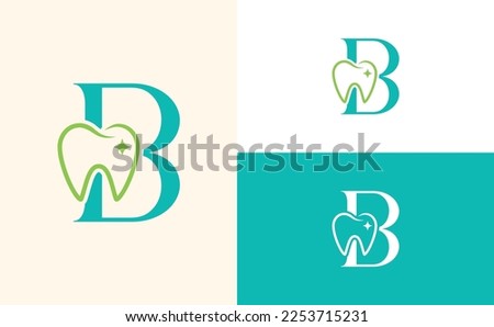 dental care logo tooth doctor dental office letter B