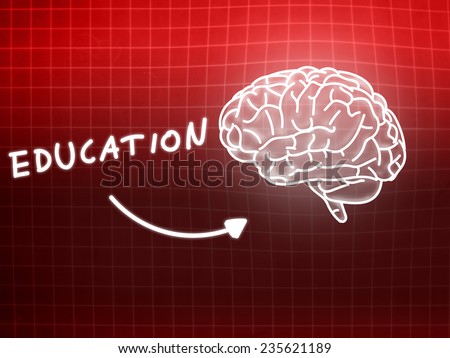 Education brain background knowledge science blackboard red light