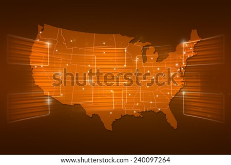 USA Map World map News Communication logistics yellow gold