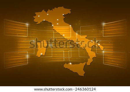 Italy Map World map News Communication delivery yellow gold