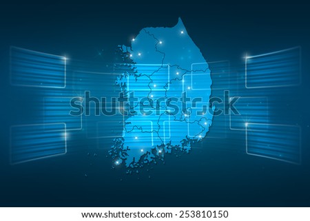 South Korea Map World map News Communication delivery blue