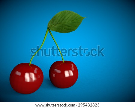 Cherries cherry fruit fruits healthy red 3D rendering