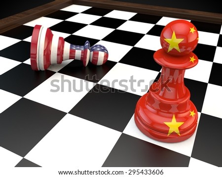 USA China Chess geopolitics global politics war currency 3D