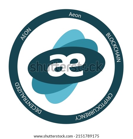 Aeon cryptocurrency logo. AEON crypto symbol icon flat vector illustration. EPS 10 editable template. 