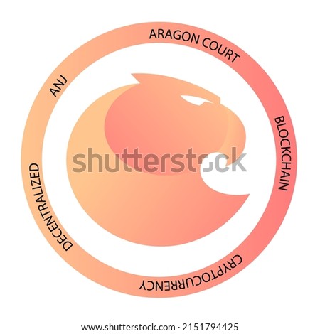 Aragon Court cryptocurrency logo. ANJ crypto symbol icon flat vector illustration. EPS 10 editable template. 
