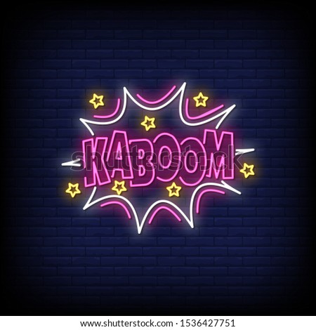 Kaboom Neon Signs Style Text Vector