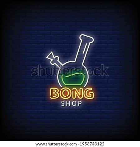 Bong Shop Neon Signs Style Text Vector