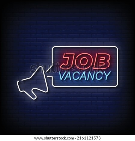 Job Vacancy Neon Sign On Brick Wall Background Vector