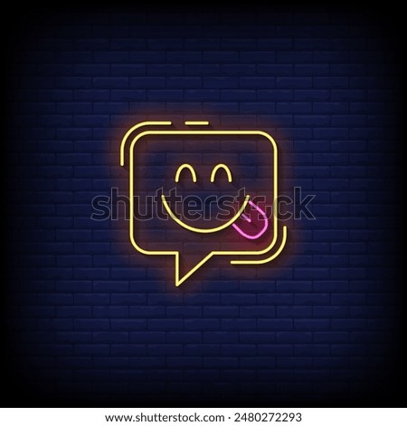 yum emoji symbol neon sign vector