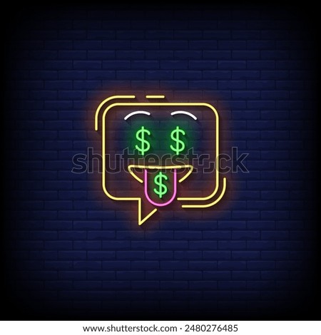 money mouth face emoji symbol neon sign vector