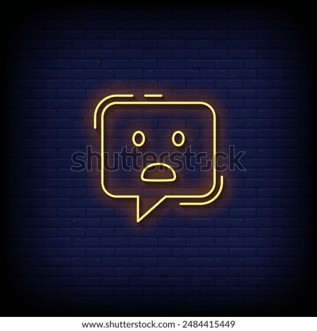 frowning emoji symbol neon sign vector